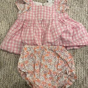 GAP Pink Gingham Dress with Floral Diaper Cover